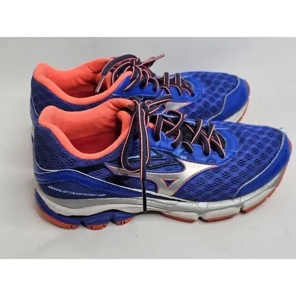 Mizuno Wave Inspire 12 Running Shoes Womens Size 6.5 Blue/Orange - Picture 2 of 9